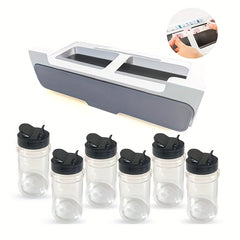 Under Shelf Spice Organizer With 6 Spice Jars Set Cabinet Spice Organizer