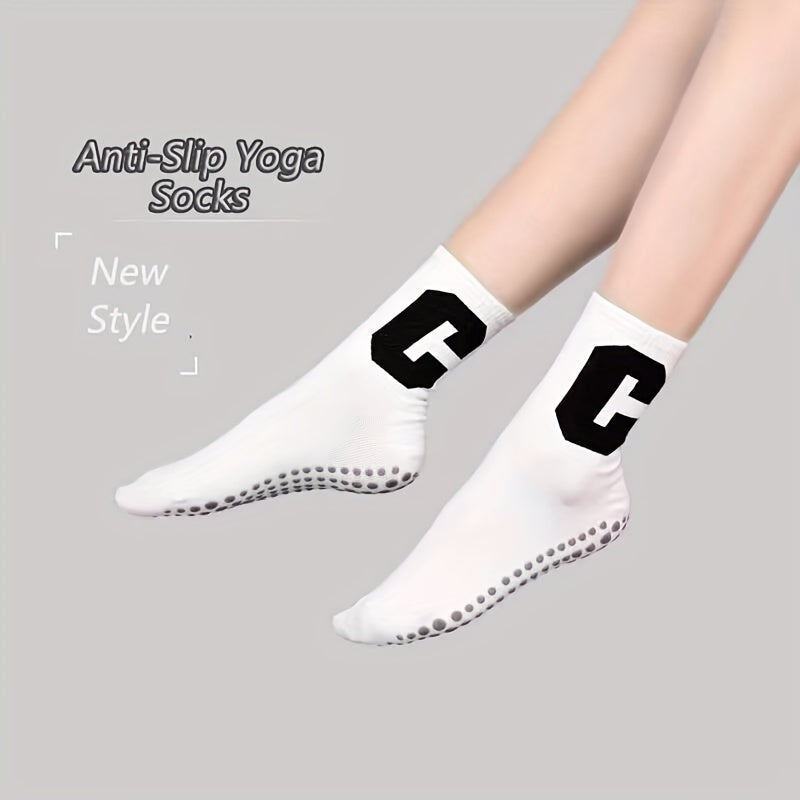 C Embroidered Yoga Socks Anti skid Breathable Sweat Absorption Sports Socks