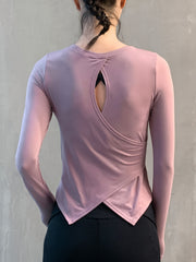 Backless Yoga Tee Quick Dry Workout Long Sleeve T-Shirt