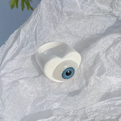 Colorful Love Heart Evil Eye Ring for Women