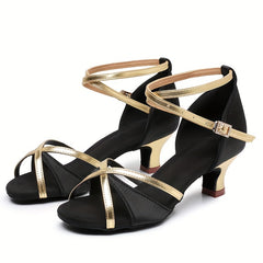 Women's Non Slip Satin Latin Dance Shoes Medium Heel