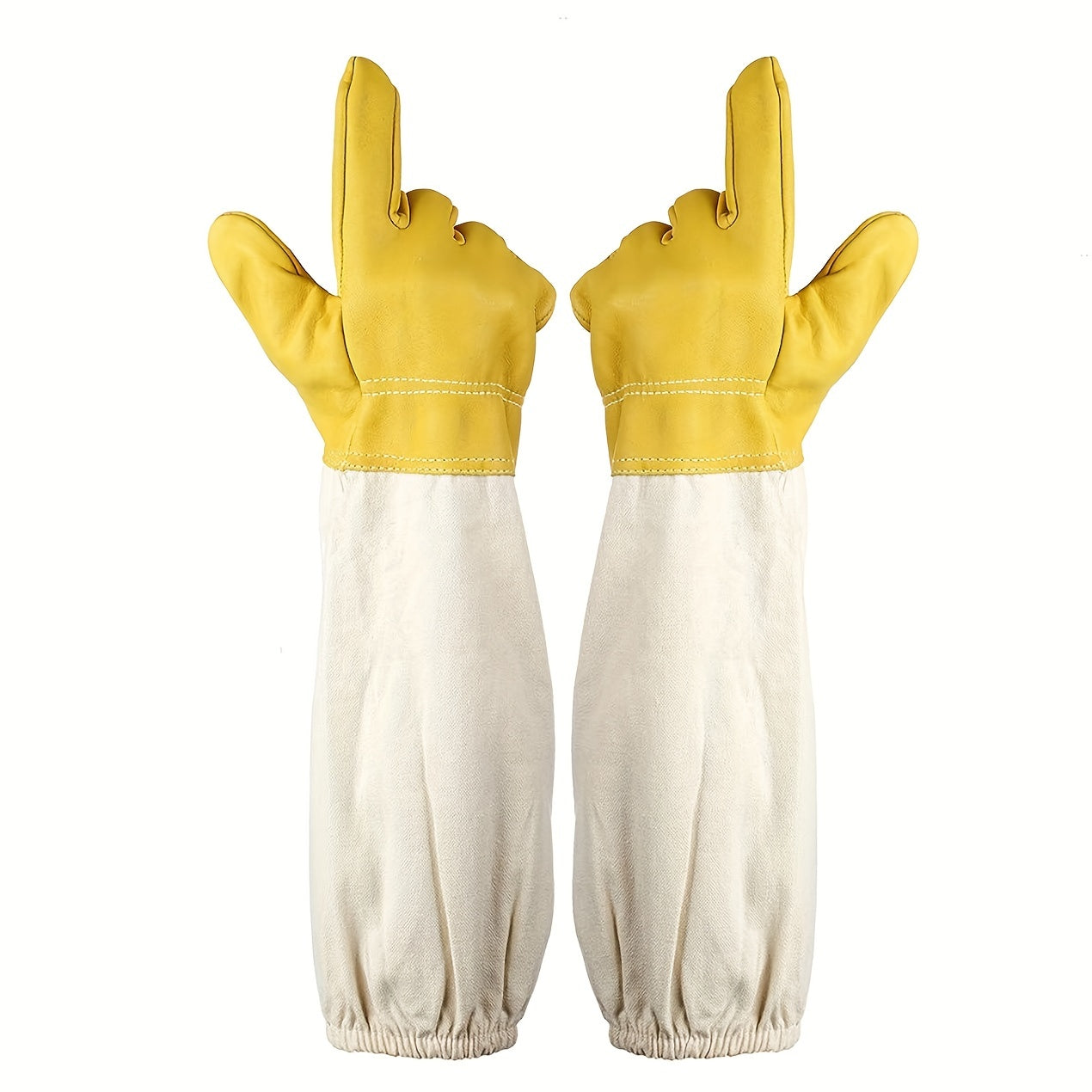 Beekeeping Gloves Thick Goatskin Leather Canvas Sleeves
