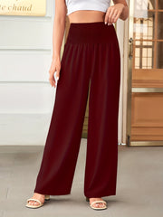 Solid Pleated Wide Leg Pants Casual Loose Pants