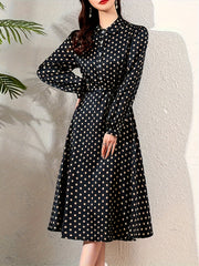 Polka Dot Print Button Up Shirt Dress