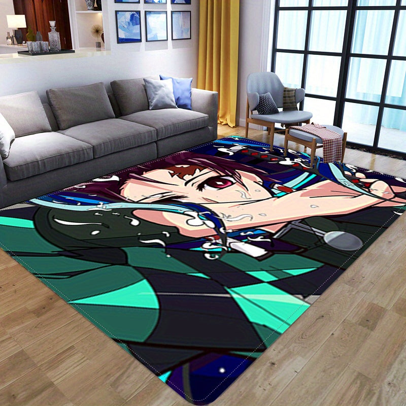 Anime Game Character Velvet Area Rug Non-slip Stain Resistant Machine Washable