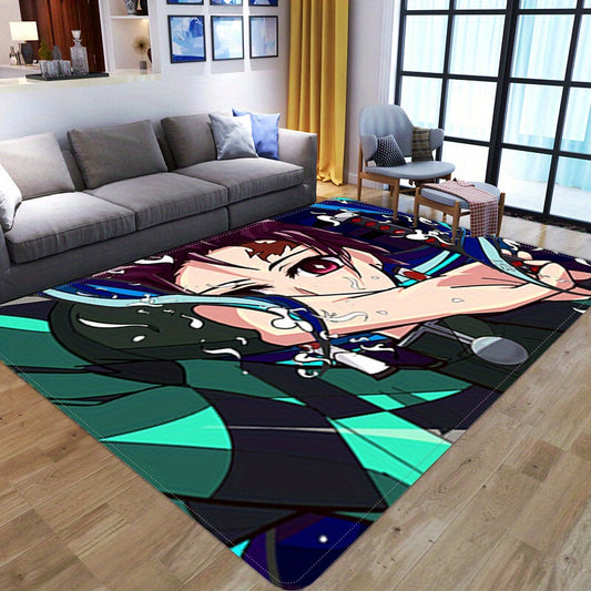 Anime Game Character Velvet Area Rug Non-slip Stain Resistant Machine Washable