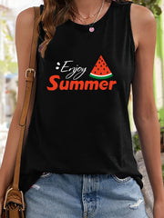 Watermelon & Letter Pattern Sports Vest Sleeveless Top