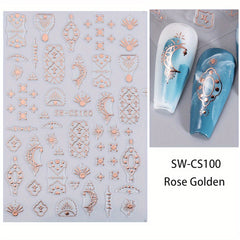 Marble Line Silver Moon Flame Nail Sticker