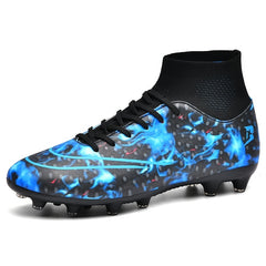 Men's Long Spikes Soccer Training Shoes with Stripes