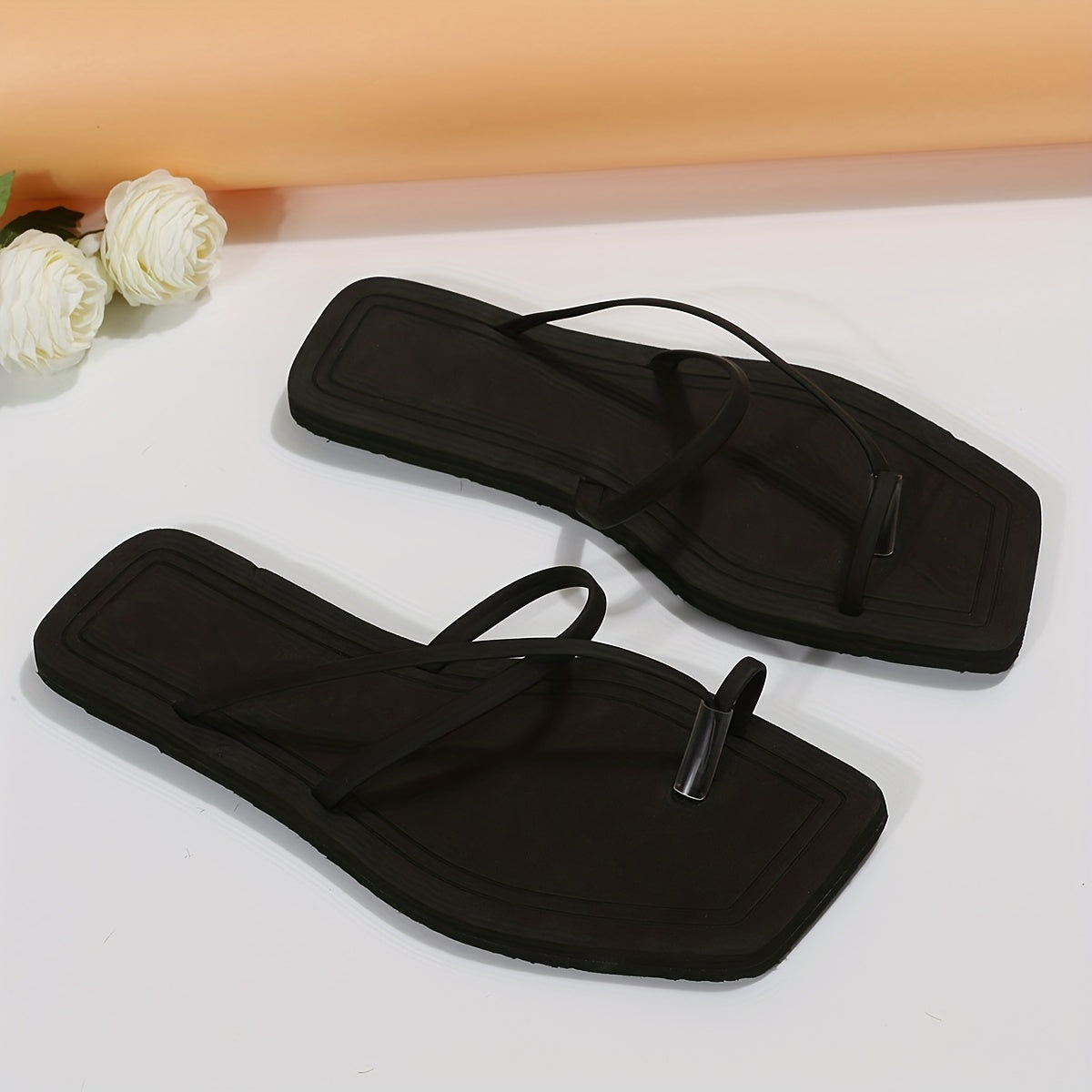 Women's Square Toe Slide Sandals Comfortable Beach Shoes