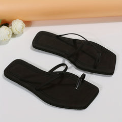 Women's Square Toe Slide Sandals Comfortable Beach Shoes