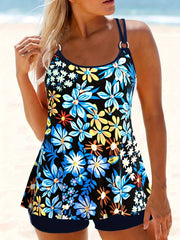 Floral Print Tankini Set Modest Plus Size Swimsuit