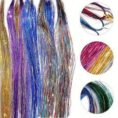 60 96 Cm Sparkle Hair Tinsel Rainbow Colored Strands Hair Extensions