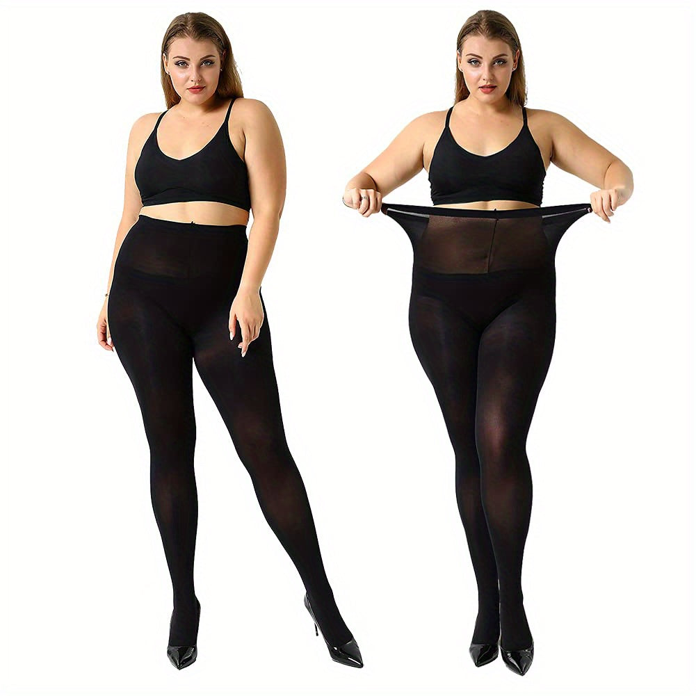2 Pack Women's Plus Size High Rise Stretchy Tights Set