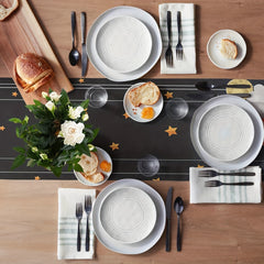 Space Rocket Planet Cotton Linen Table Runner 13x72 Inch
