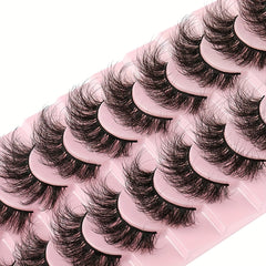 10 Pairs Fluffy Faux Mink Eyelashes for Party Makeup
