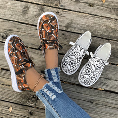 Women's Rugby Pattern Skate Shoes Light Lace Canvas Sneakers
