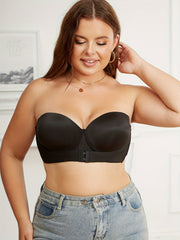 2 Pack Plus Size Strapless Front Hook Bandeau Bras Set