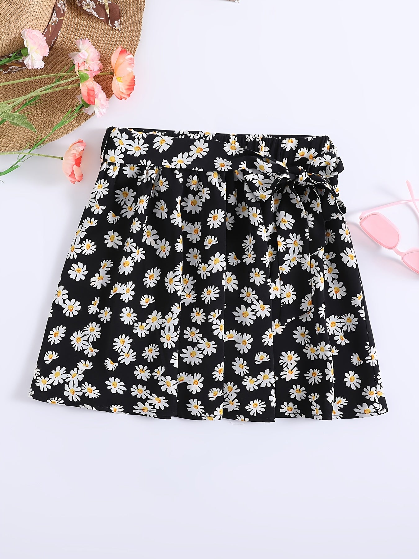 Floral Print Tie Front Mini Skirt