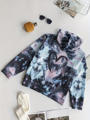 Girls Tie Dye Heart Print Hoodie Kids Clothes