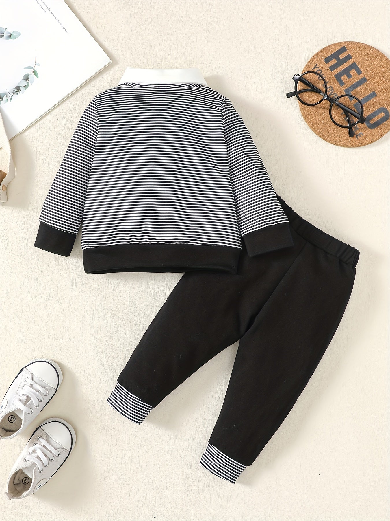Boy's Striped Top Pants 2pcs Outfit