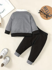 Boy's Striped Top Pants 2pcs Outfit