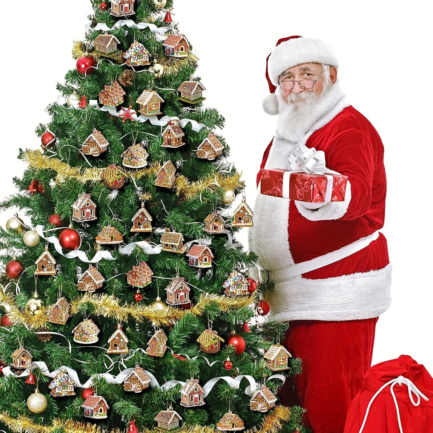 30pcs Gingerbread Wood Christmas Ornaments Hangings Home Decorations