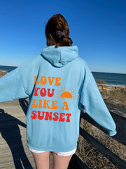 Love You Print Hoodies Long Sleeve Pocket Casual Sweatshirt