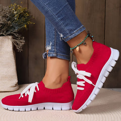 Women's Lightweight Red Running Shoes Anti-slip Sneakers