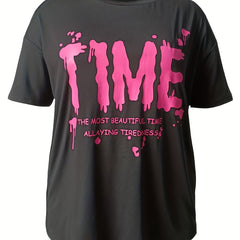 Women's Fitness Top, Short Sleeve Letter Print Sports Tee