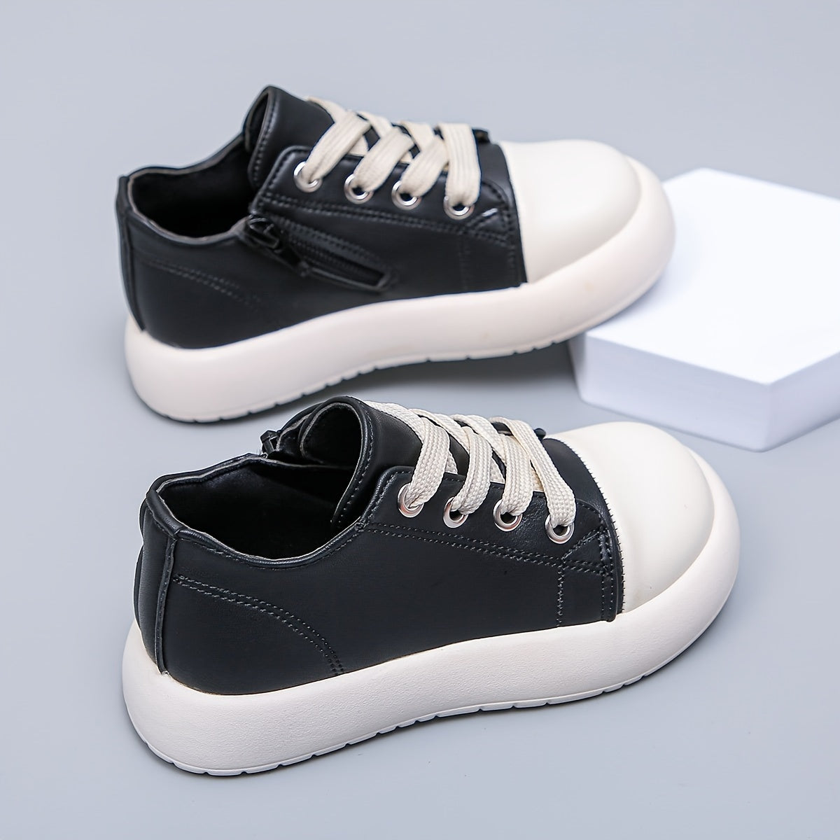 Girl's Comfy Non Slip Skate Shoes Lace Up Soft Sole Sneakers