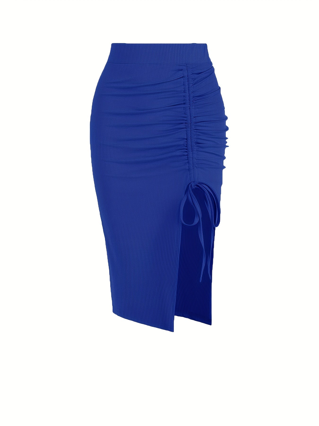 Ruched Split Skirt Bodycon Stretchy Casual Skirt