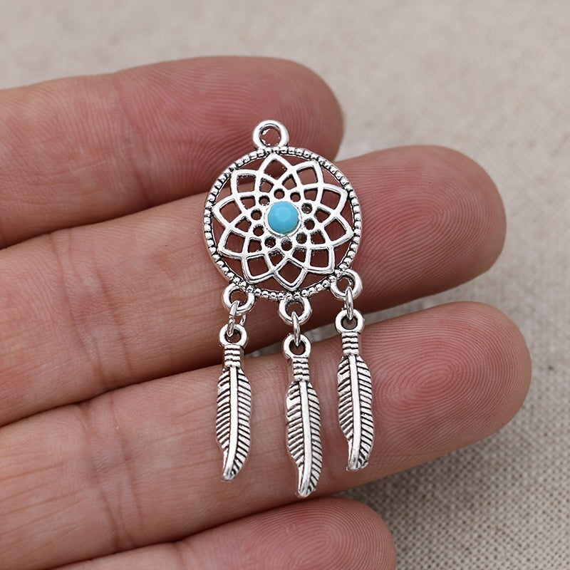 5pcs Tibetan Silver Dream Catcher Charms for Bracelet DIY Jewelry Making