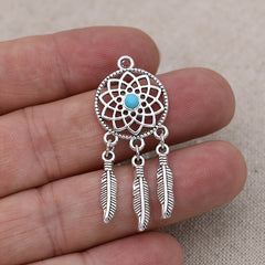 5pcs Tibetan Silver Dream Catcher Charms for Bracelet DIY Jewelry Making