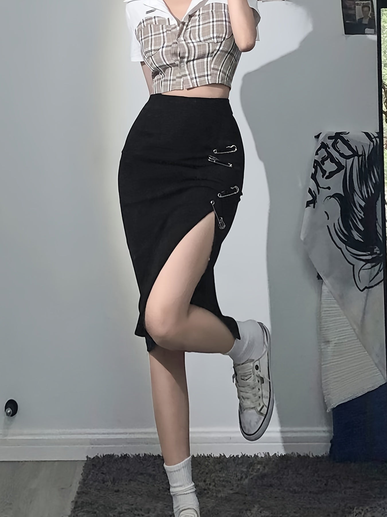 Y2K Sexy Split Skirt High Waist Skirt Women's Clothing