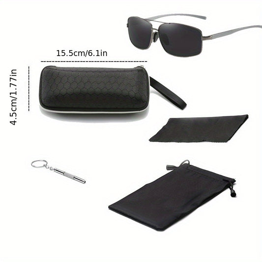 Men's Vintage Square Frame Polarized Sunglasses for Outdoor Cycling