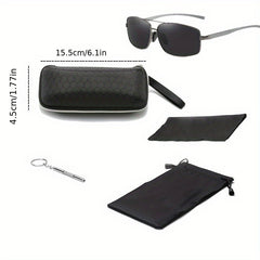 Men's Vintage Square Frame Polarized Sunglasses for Outdoor Cycling