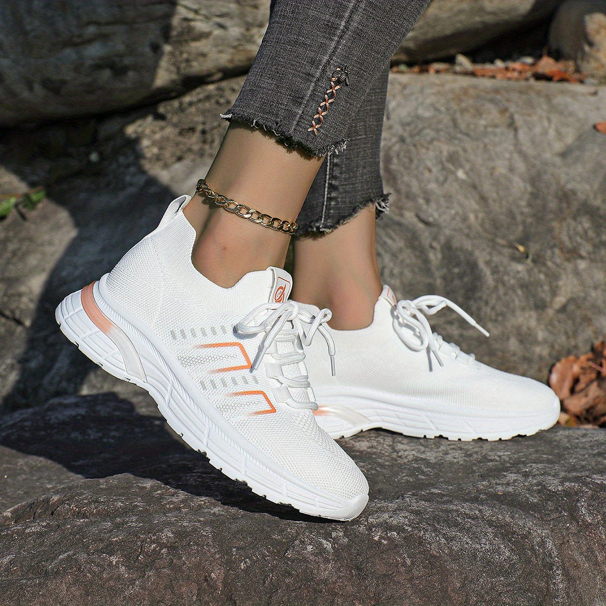 Women's Lace Up Outdoor Running Shoes Light Breathable Sports Shoes