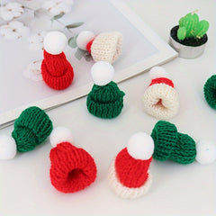 6pcs Mini Christmas Santa Knitted Hat Scarf Set DIY Craft Art