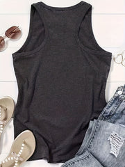 Letter Print Crew Neck Tank Top Casual Sleeveless Tank Top