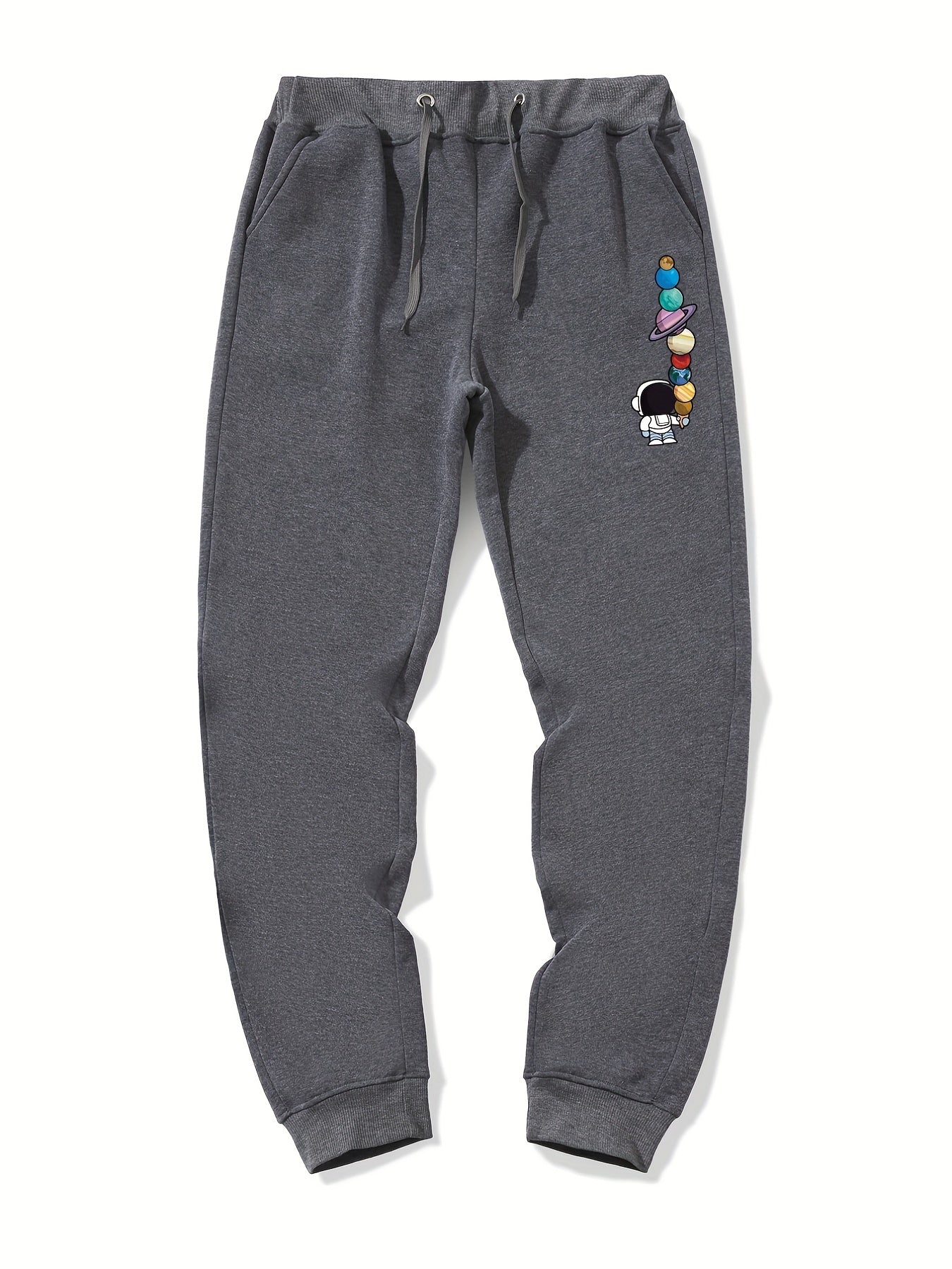 Astronaut Planet Print Men's Drawstring Sweatpants