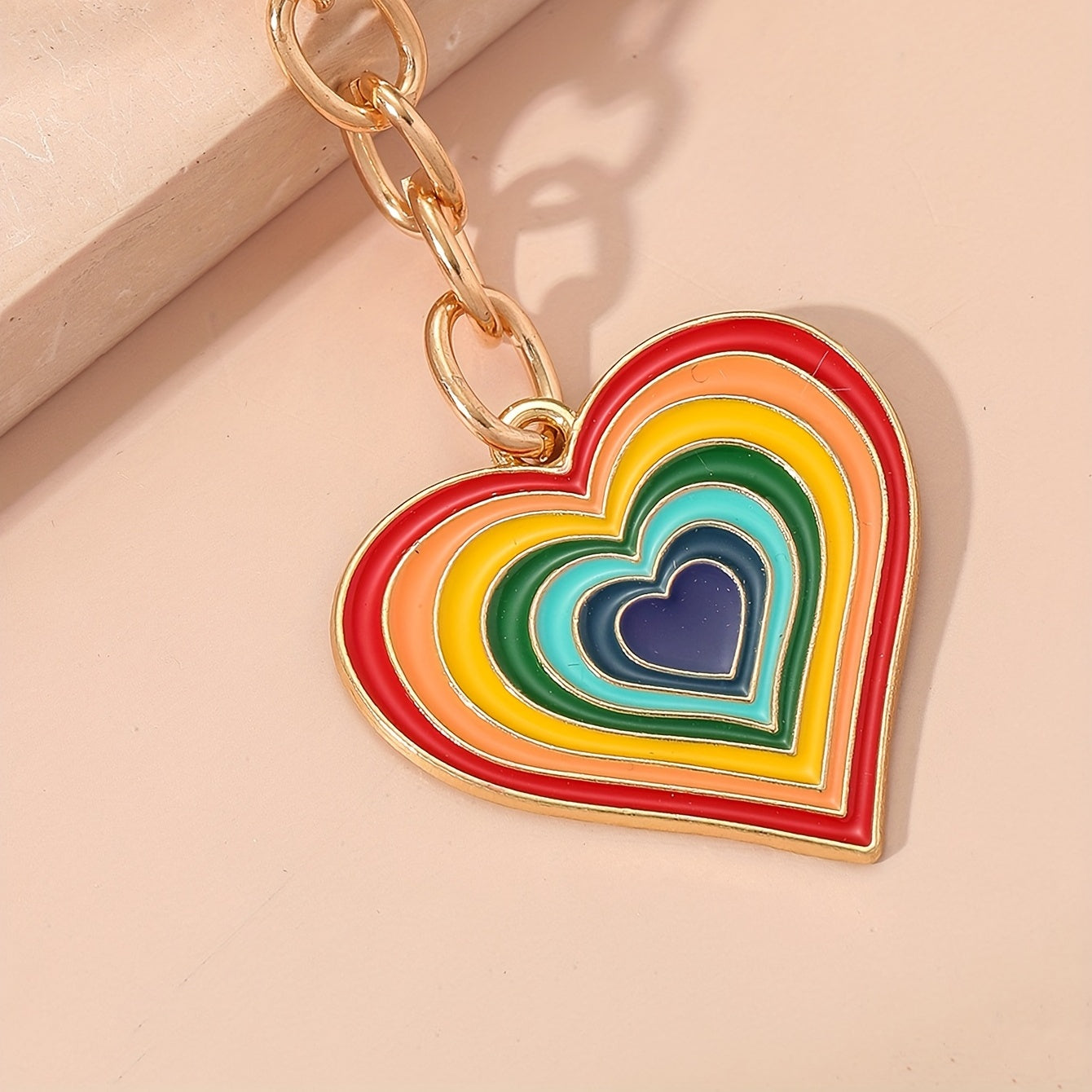 Rainbow Heart Keychain Bag Charm - Pride Month Gift