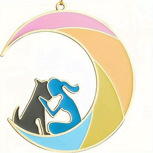 Colorful Moon Pet Memorial Hanging Decor Bereavement Keepsake for Loss of Dog