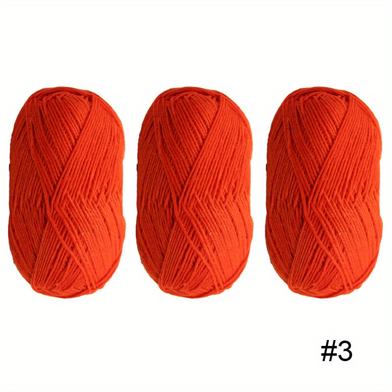3pcs Assorted Soft 4-Ply Polyester Yarn for Knitting Crocheting