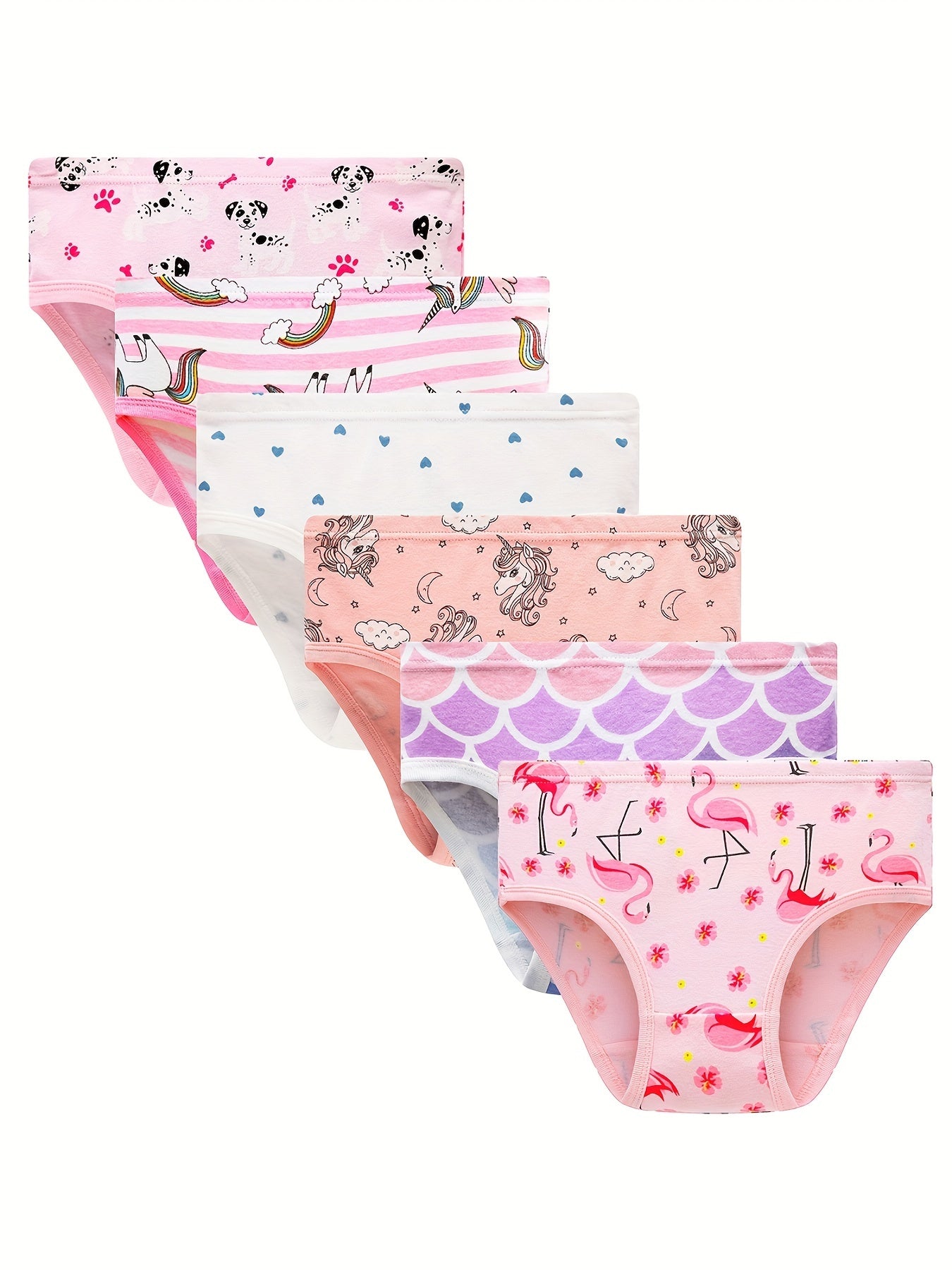 6pcs Girls Triangle Panties Cartoon Print Cotton Underwear Kids Clothes