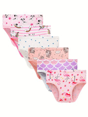 6pcs Girls Triangle Panties Cartoon Print Cotton Underwear Kids Clothes