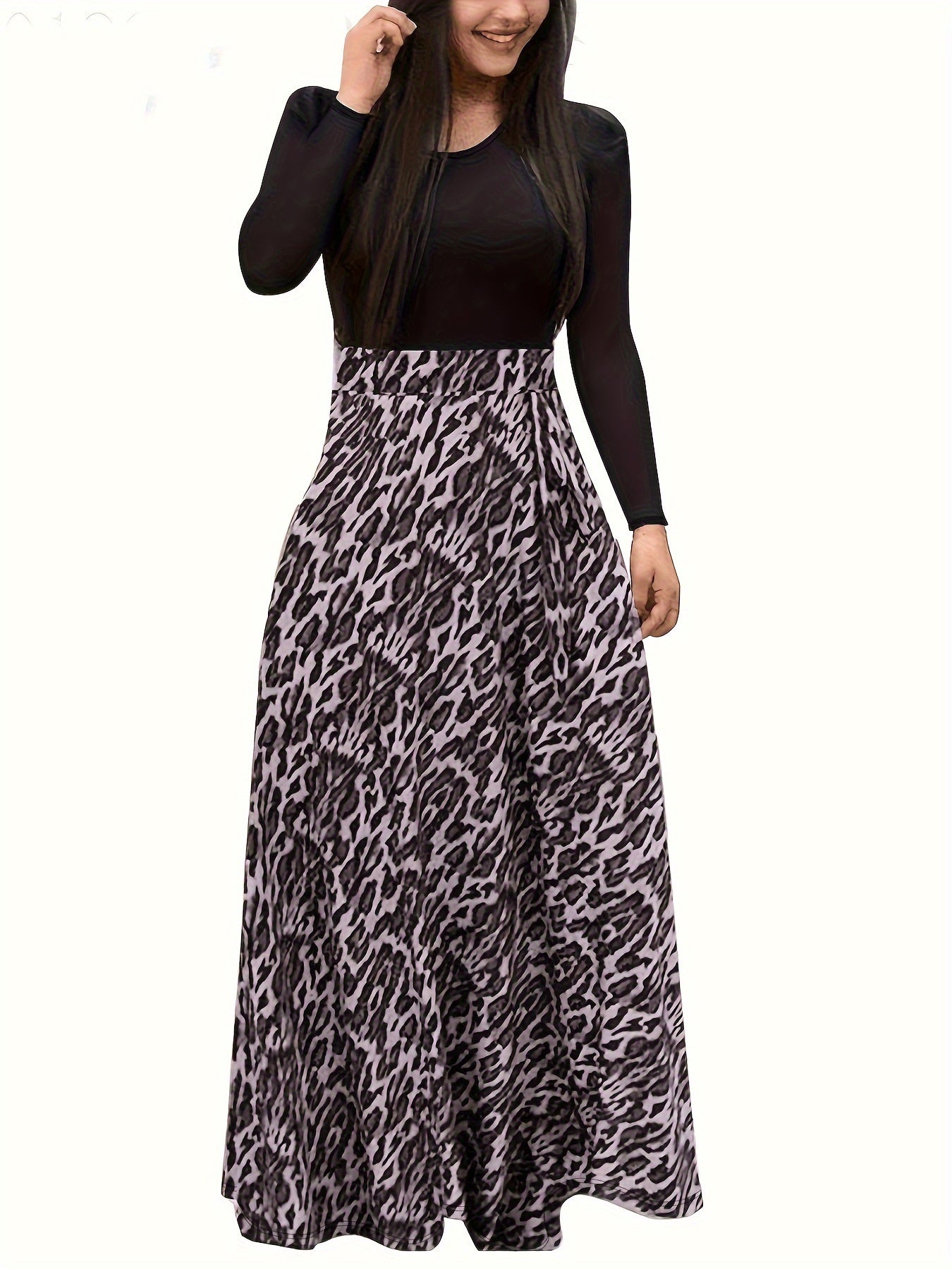 Polka Dot Print Maxi Dress Women's Plus High Waist Long Dress