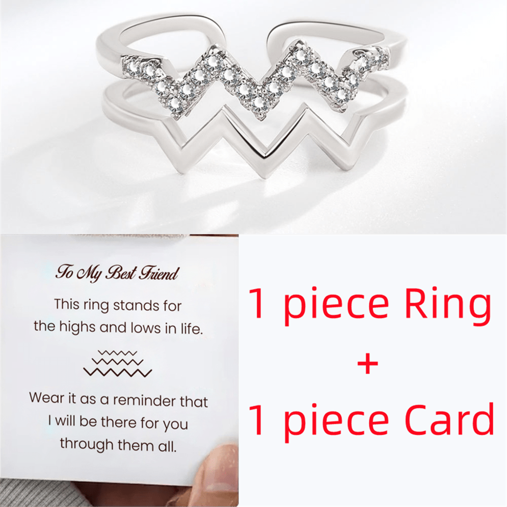 Wavy CZ Decor Open Adjustable Ring Gift