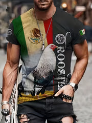 Men's Rooster Graphic T Shirt 3D Print Stretchy Active Tee