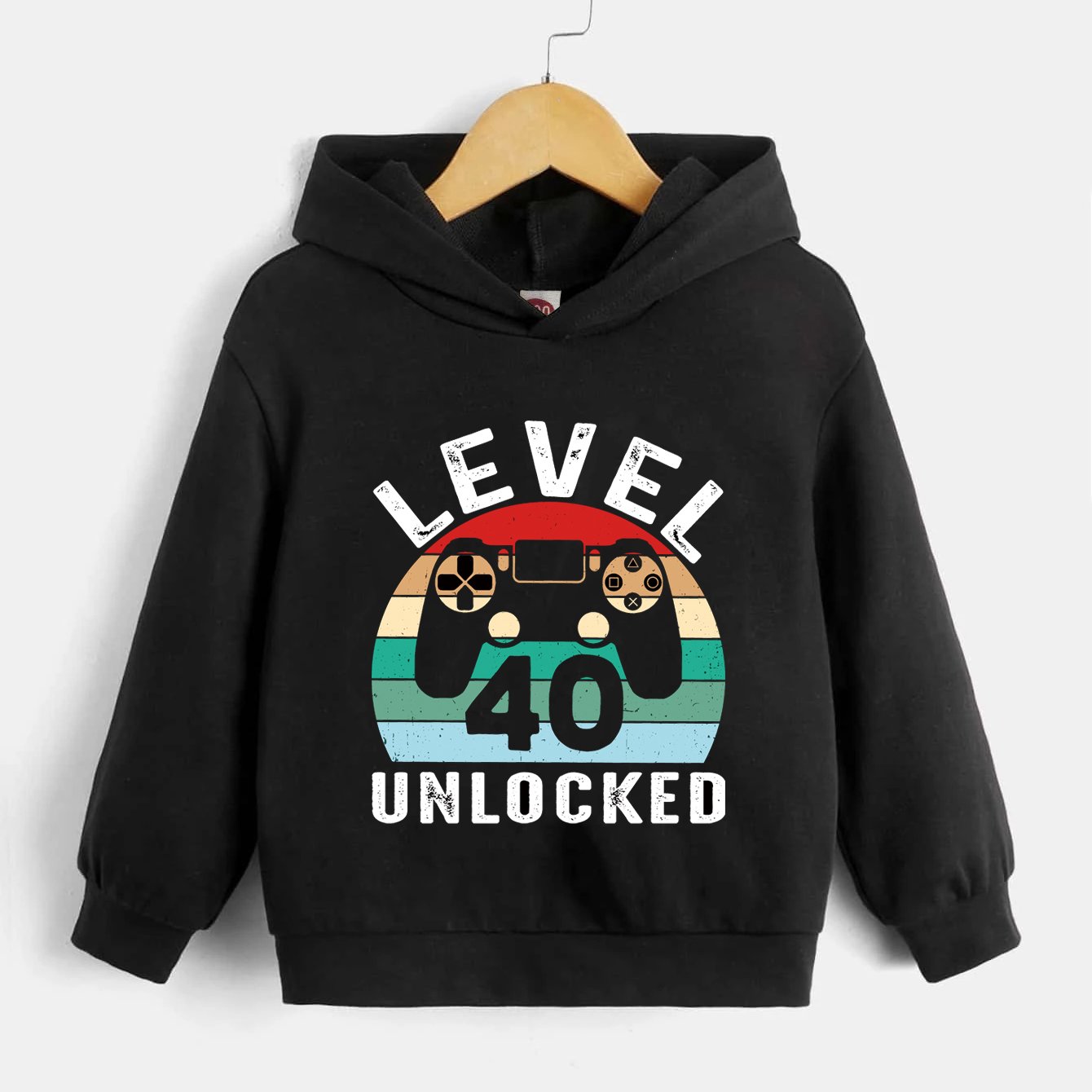 Gamepad LEVEL 40 UNLOCKED Boys Hoodie Spring Fall Kids Hoodie Tops